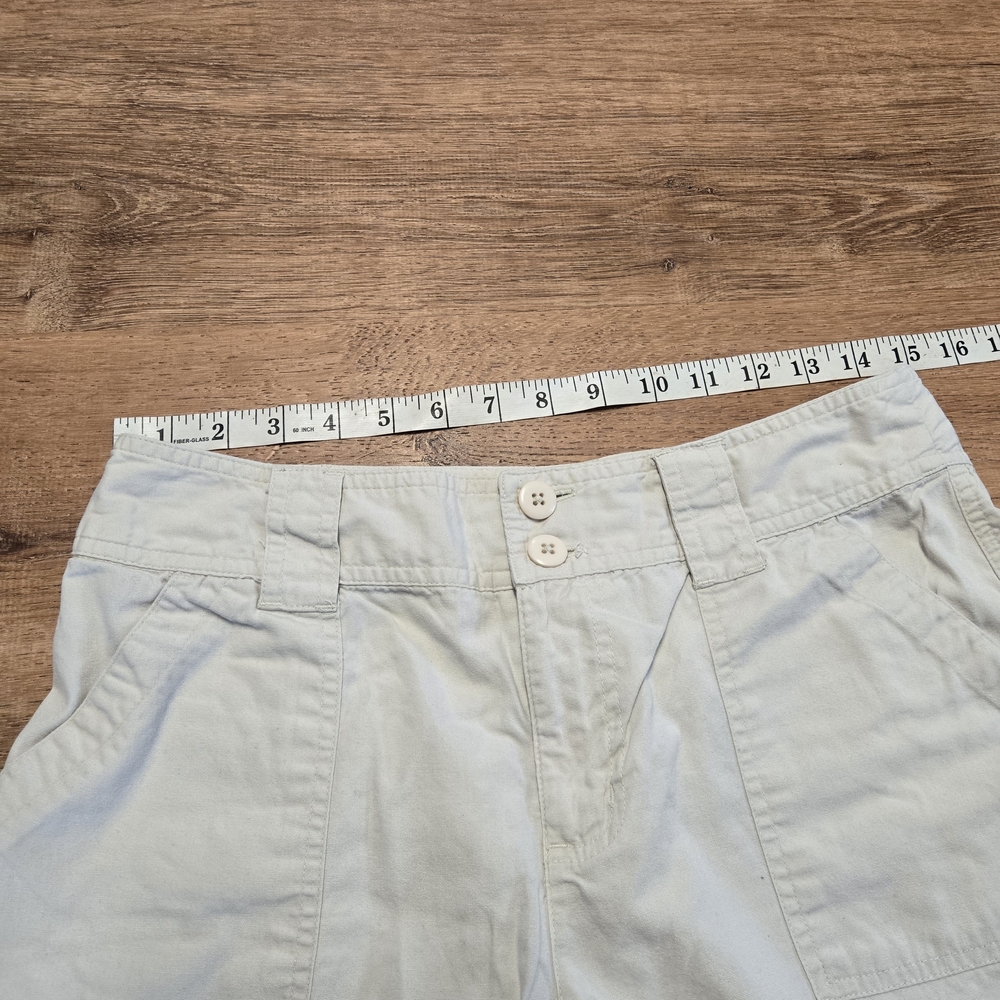 Y2K Allison Brittney Light Tan Cargo Shorts Size 10 100% Cotton - Picture 3 of 6